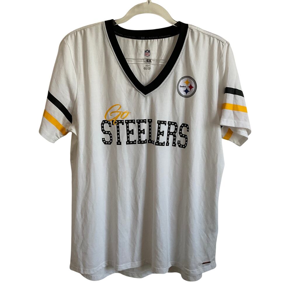 NFL by Michael‎ Strahan Women’s Go Steelers Studded Tee - Size Large